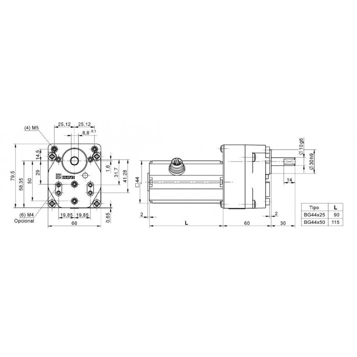 Моторедуктор 10 - 50 Вт / 50 - 100 Вт / 0.1 - 0.2 Nm / 1 - 5 Nm
